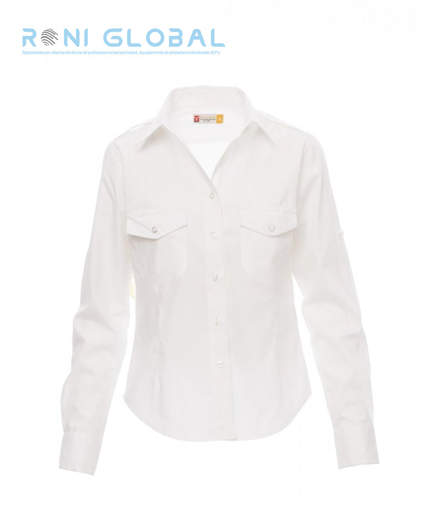 Chemise de travail femme manches longues, coupe droite en coton 2 poches - TROPHY PAYPER