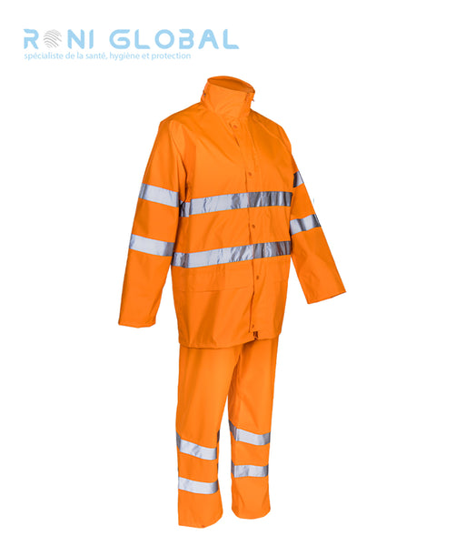 Ensemble de sécurité haute visibilité, anti-pluie en polyester enduit polyuréthane CLASS 3 - KAWA COVERGUARD