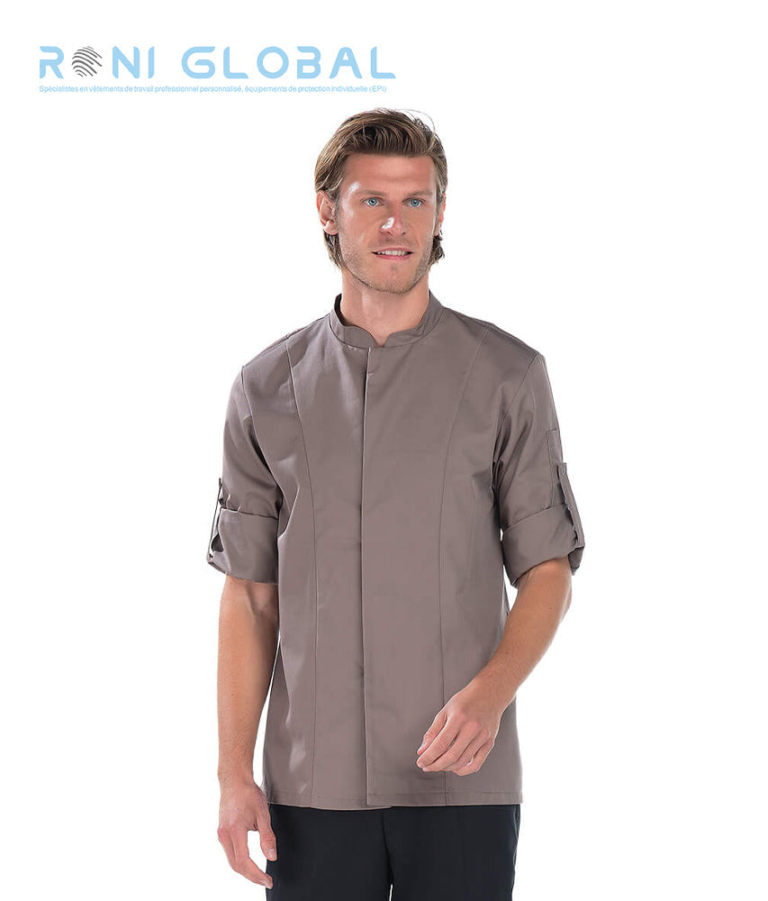 Veste de cuisine homme manches longues transformables en polyester et coton 2 poches - LUIGI REMI CONFECTION