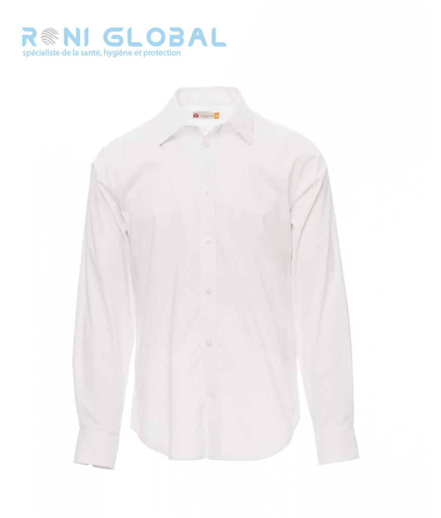 Chemise de travail homme manches longues, coupe slim, stretch en coton, polyester et élasthanne - IMAGE PAYPER
