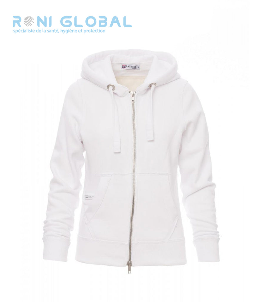 Sweat de travail femme avec capuche, coupe droite en coton et polyester 3 poches - LONDON LADY PAYPER
