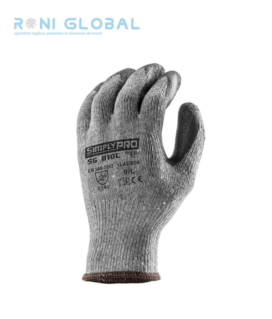 Gant de protection milieu humide en poly-coton recyclé enduit au latex manutention générale et lourde - EUROSTRONG SG810L COVERGUARD (boîte de 10 paires)