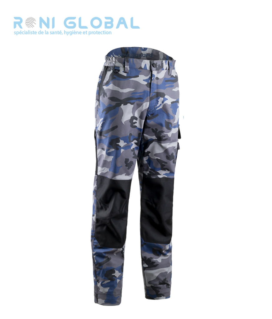 Pantalon de travail avec protection genoux type militaire couple slim en coton polyester elasthanne 6 poches KAMMO COVERGUARD We Safe Story