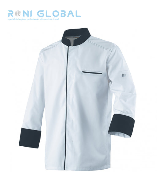 Veste de cuisine homme manches longues, coupe slim en polyester/coton - ABAX ML ROBUR