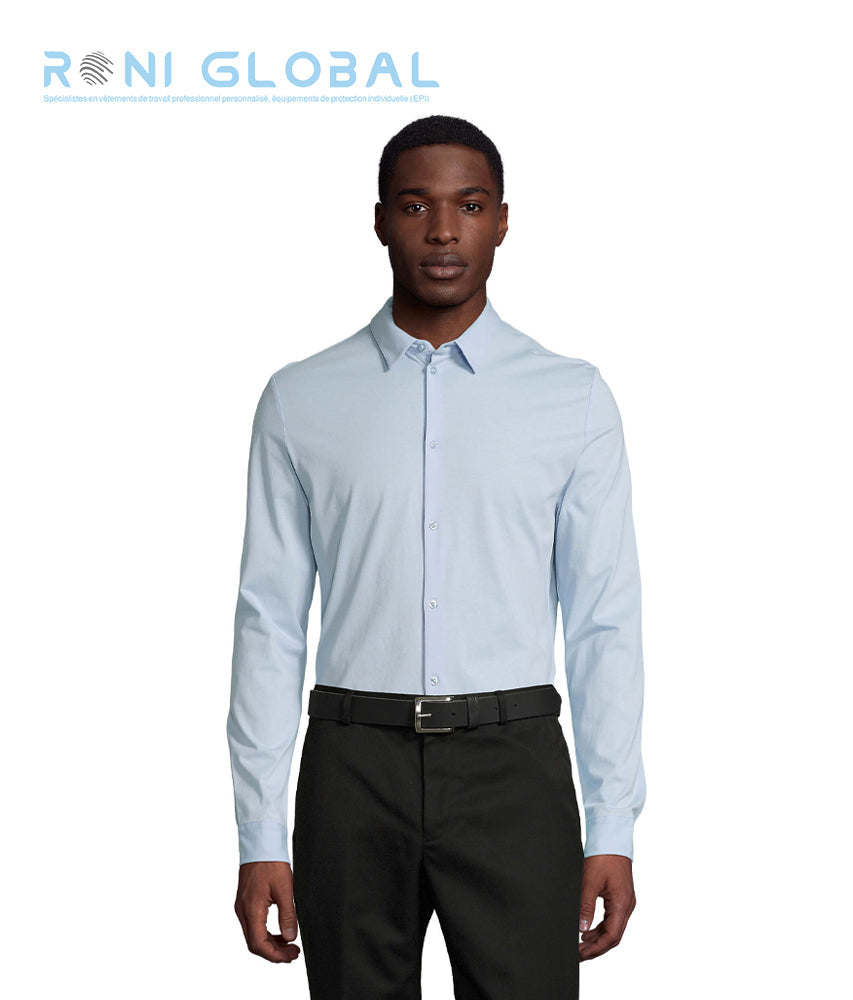 Chemise de travail homme manches longues, coupe ajustée, en jersey coton - NEOBLU BALTHAZAR SOL'S