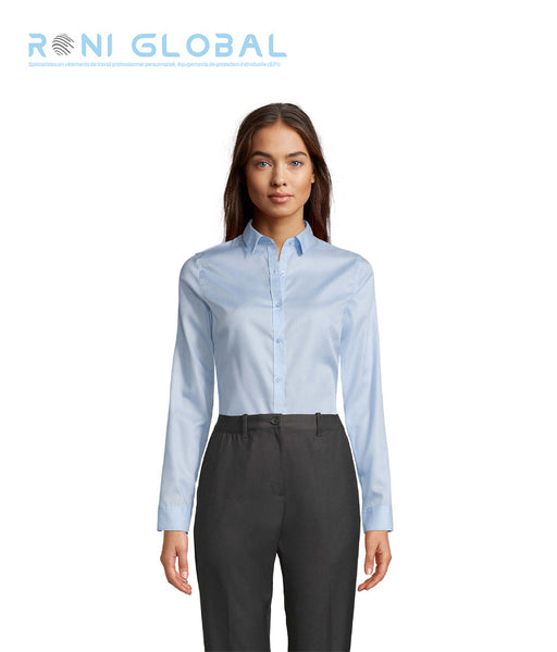 Chemise de travail femme manches longues, coupe cintrée, en coton et technologie sans repassage - NEOBLU BLAISE SOL'S