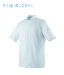 Veste de cuisine blanche unisexe manches courtes, coupe slim en polyester/coton 37.5® - BOLT MC 37.5® ROBUR