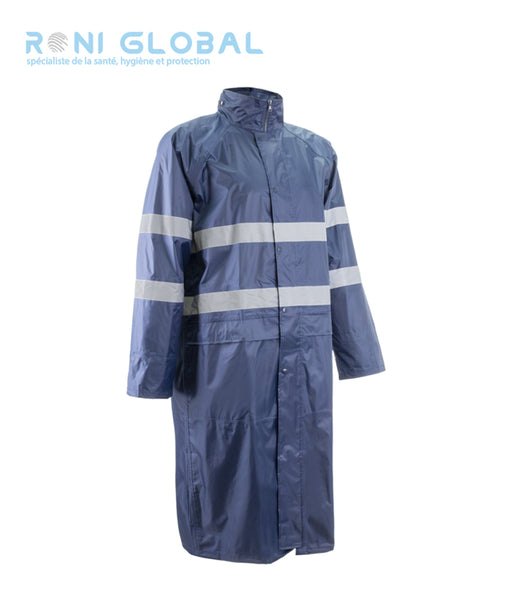 Manteau de travail anti-pluie, coupe-vent avec bandes réfléchissantes en polyester enduit PVC TYPE B3 - RAINET COVERGUARD