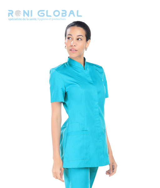 Tunique de travail femme manches courtes en tencel/polyester 3 poches - SARAH REMI CONFECTION