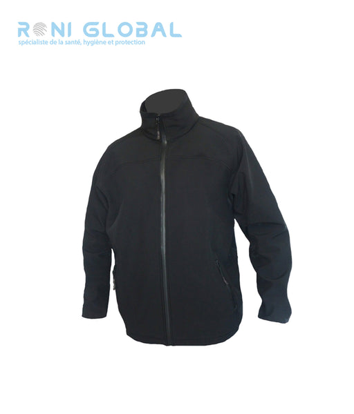 Blouson de travail noir Softshell, micro polaire, imperméable et respirant, en polyester/élasthanne 5 poches - BLOUSON SOFTSHELL GILBERT NOIR PBV