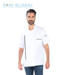 Veste de cuisine homme manches courtes en coton/polyester 3 poches - PAOLO REMI CONFECTION