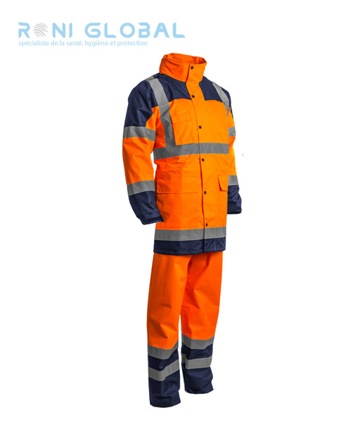 Ensemble de sécurité haute visibilité, anti-pluie en polyester et doublure mesh CLASS 3 - HYDRA COVERGUARD