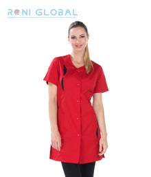 Tunique de travail femme manches courtes fendues en coton/polyester 4 poches - ILONA REMI CONFECTION