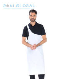 Tablier boucher blanc en coton/polyester sans poche - BOUCHER REMI CONFECTION