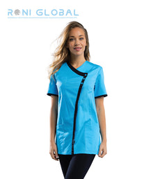 Tunique de travail femme manches courtes en coton et polyester 4 poches - ELODIE REMI CONFECTION