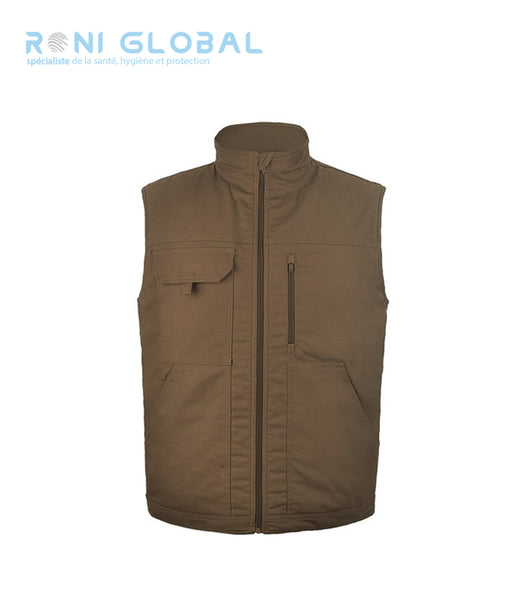 Gilet de travail polaire matelassé camel en coton/polyester/élasthanne 4 poches - TYPHON+ SAM PBV