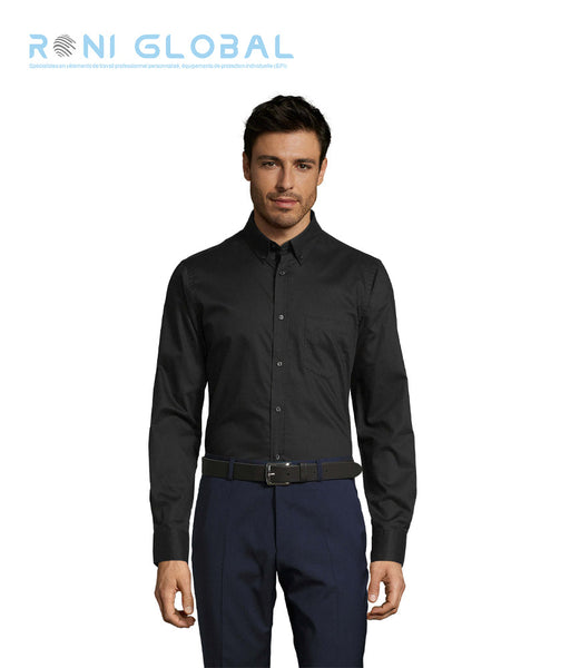 Chemise de travail homme manches longues, coupe droite, en coton 1 poche - BUSINESS SOL'S