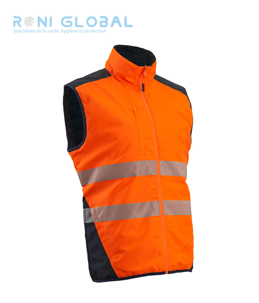 Gilet de sécurité haute visibilité, imperméable et réversible en polyester enduit polyuréthane 5 poches CLASS 2 - YORU COVERGUARD