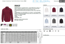 Chemise de travail homme manches longues, coupe slim, stretch en coton, polyester et élasthanne - IMAGE PAYPER
