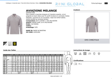 Polo de travail gris unisexe manches longues avec col et poignets tricolores, en coton et polyester - AVIAZIONE MELANGE PAYPER
