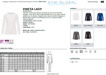 T-shirt de travail femme manches longues, coupe droite en coton - PINETA LADY PAYPER