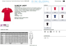 T-shirt de travail femme manches courtes, encolure en V, coupe droite en coton - V-NECK LADY PAYPER