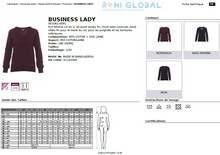Pull de travail femme col en V, coupe droite en coton et laine - BUSINESS LADY PAYPER