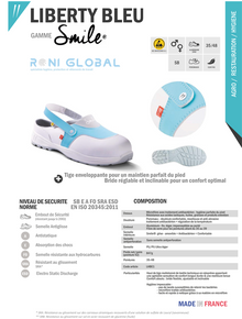 Sabot de travail à bride unisexe antistatique en microfibre lavable avec embout de sécurité SB E A FO SRA ESD - LIBERTY GASTON MILLE