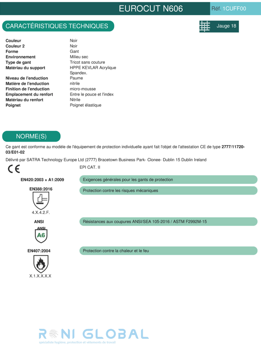 Gants EUROCUT N606 (12 pièces)