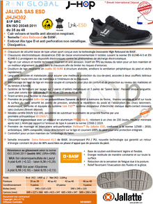 Chaussure basse de sécurité antidérapant et antistatique en cuir avec embout de protection S1P SRC ESD - JALIDA JALLATTE