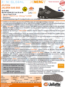 Chaussure basse de sécurité antidérapant, antistatique, anti-froid et anti-fatigue en Putek Plus avec embout de sécurité ESD S3 CI SRC - JALSKIN JALLATTE