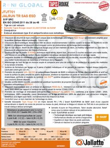 Chaussure basse de sécurité antidérapant, antistatique et anti-fatigue en cuir avec embout de sécurité S1P SRC ESD - JALRUN-TR JALLATTE