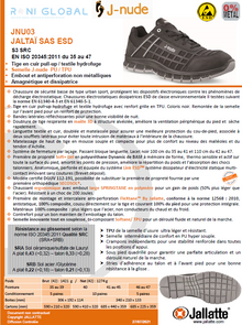 Chaussure basse de sécurité antidérapant et antistatique en cuir sans métal avec embout de sécurité S3 SRC ESD - JALTAI JALLATTE