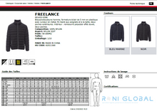 Doudoune / blouson de travail homme imperméable et anti-froid, en nylon rembourrage polyester 4 poches - FREELANCE PAYPER