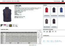 Doudoune / gilet de travail homme imperméable et anti-froid en nylon rembourrage polyester 5 poches - CASUAL PAYPER
