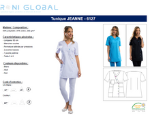 Tunique de travail médicale femme manches courtes en coton/polyester 3 poches - JEANNE REMI CONFECTION