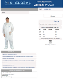 Blouse de protection blanche en SPP col classique 2 poches - BLOUSE BLANC SPP COVERGUARD