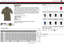Polo de travail homme manches courtes avec drapeau sur col et manche droite, coupe droite en coton - NATION PAYPER