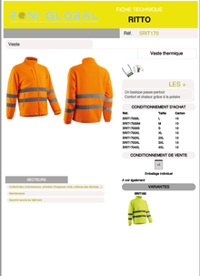 Veste de sécurité haute visibilité, polaire et thermique en polyester 5 poches CLASS 2 - RITTO COVERGUARD