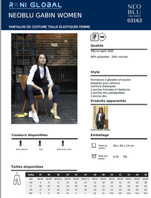 Pantalon de travail femme taille élastiquée, en polyester/viscose 4 poches - NEOBLU GABIN SOL'S