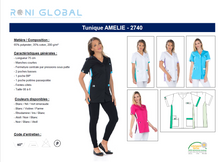 Tunique de travail femme manches courtes en coton/polyester 4 poches - AMELIE REMI CONFECTION