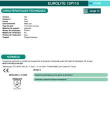 Gant de protection milieu sec en polyester enduit au PU contre les risques mécaniques manutention et précision - EUROLITE 13P110 COVERGUARD (boîte de 10 paires)