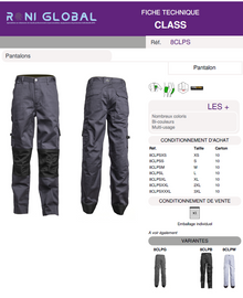Pantalon de travail avec protection des genoux en polyester/coton 7 poches - CLASS COVERGUARD