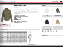 Chemise de travail femme manches longues, coupe droite en coton 2 poches - TROPHY PAYPER