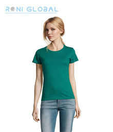 T-shirt de travail femme manches courtes, col rond, en jersey coton semi-peigné - IMPERIAL SOL'S