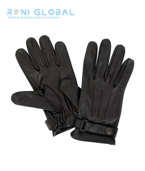 Gant de sécurité noir de palpation réglable en cuir - GANTS CUIR PALPATION CITYGUARD