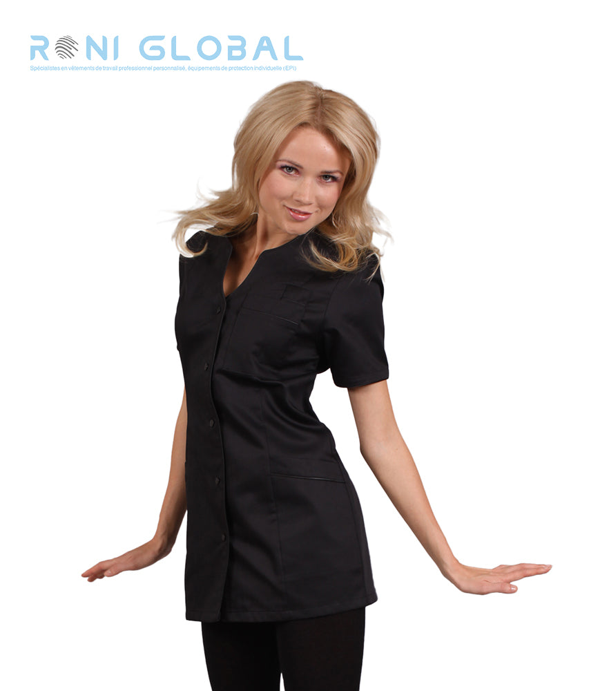 Tunique de travail femme manches courtes en coton/polyester 3 poches - ELENA REMI CONFECTION