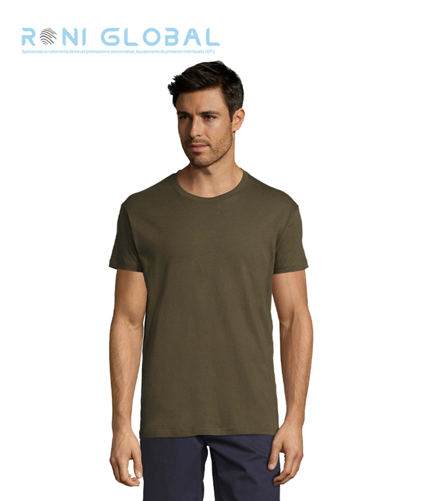 T-shirt de travail unisexe manches courtes, col rond, en jersey coton semi-peigné - REGENT SOL'S