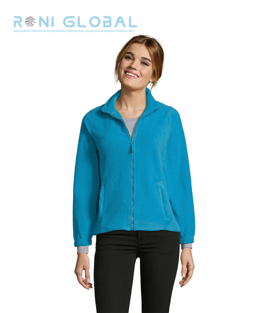 Veste de travail femme micro polaire, anti-bouloche, coupe ajustée, en polyester 2 poches - NORTH SOL'S