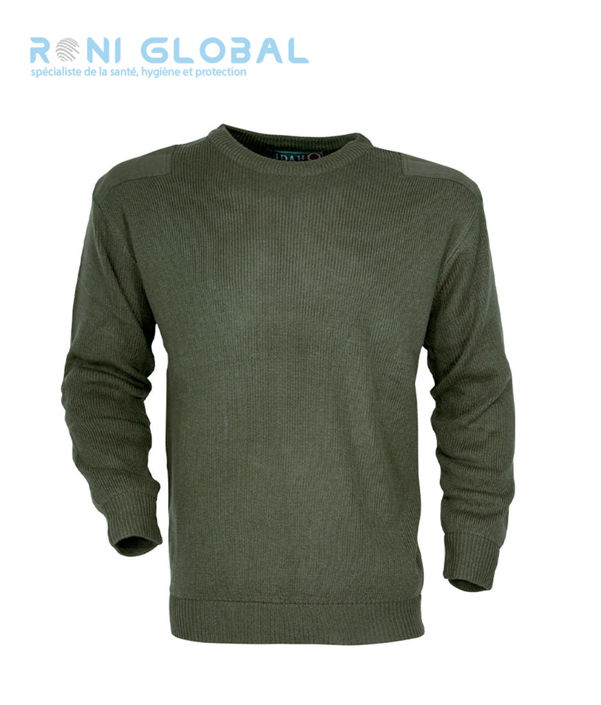 Pull de travail homme col rond, avec renforts aux épaules et coudes, en acrylique - PULL COMMANDO CITYGUARD